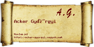 Acker Györgyi névjegykártya